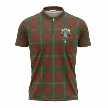 Strange (Strang) Tartan Accent Zipper Polo Shirt with Family Crest