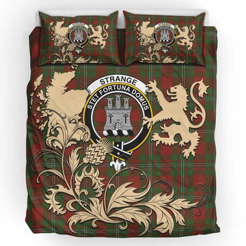 Strange (Strang) Tartan Crest Bedding Set with Scottish Iconic Symbols 