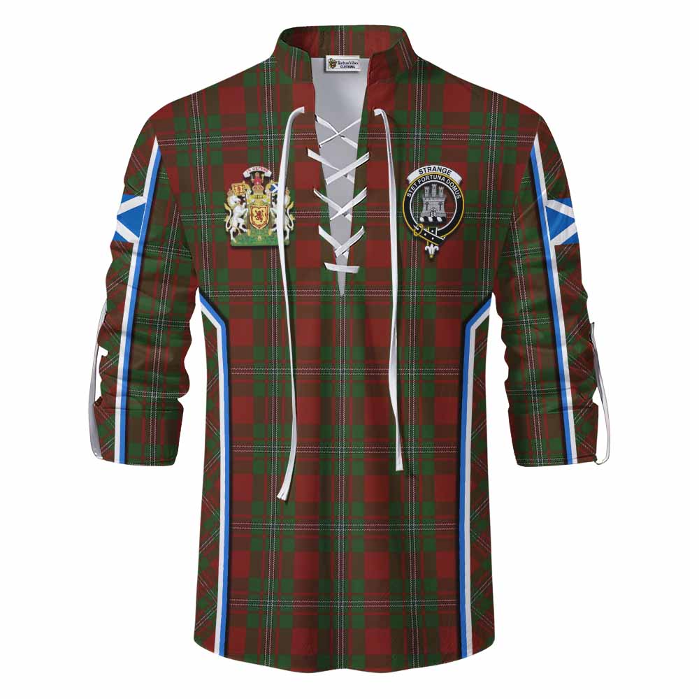 Strange (Strang) Tartan Crest Ghillie Kilt Shirt Scotland Coat of Arm Flag Style - Tartan Vibes Clothing