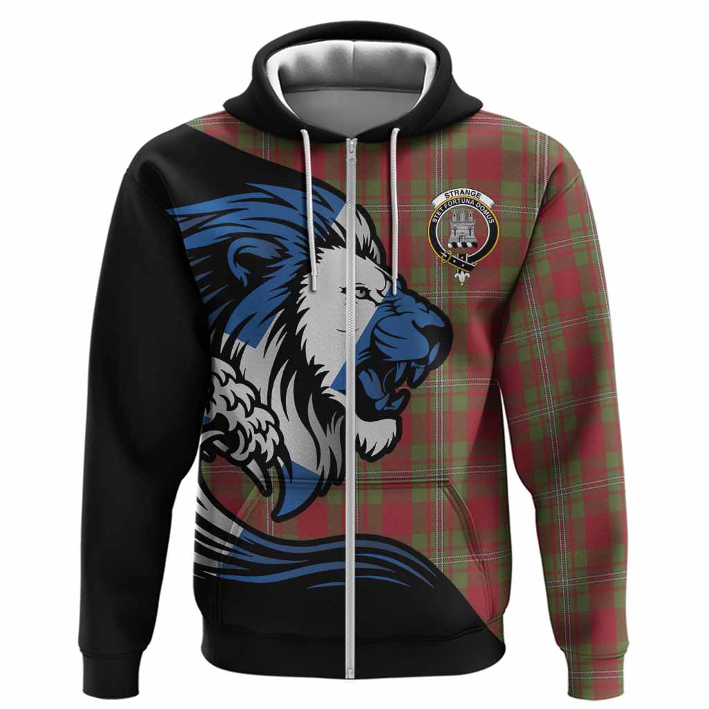 Strange (Strang) Tartan Crest Hoodie Scottish Golden Lions Wave Flow