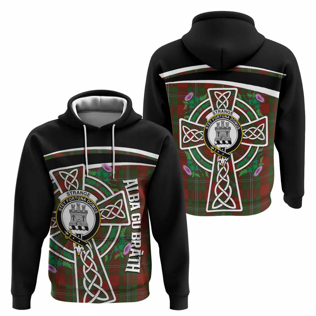 Strange (Strang) Tartan Crest Hoodie Scottish Thistle Celtic Cross Alba Gu Brath
