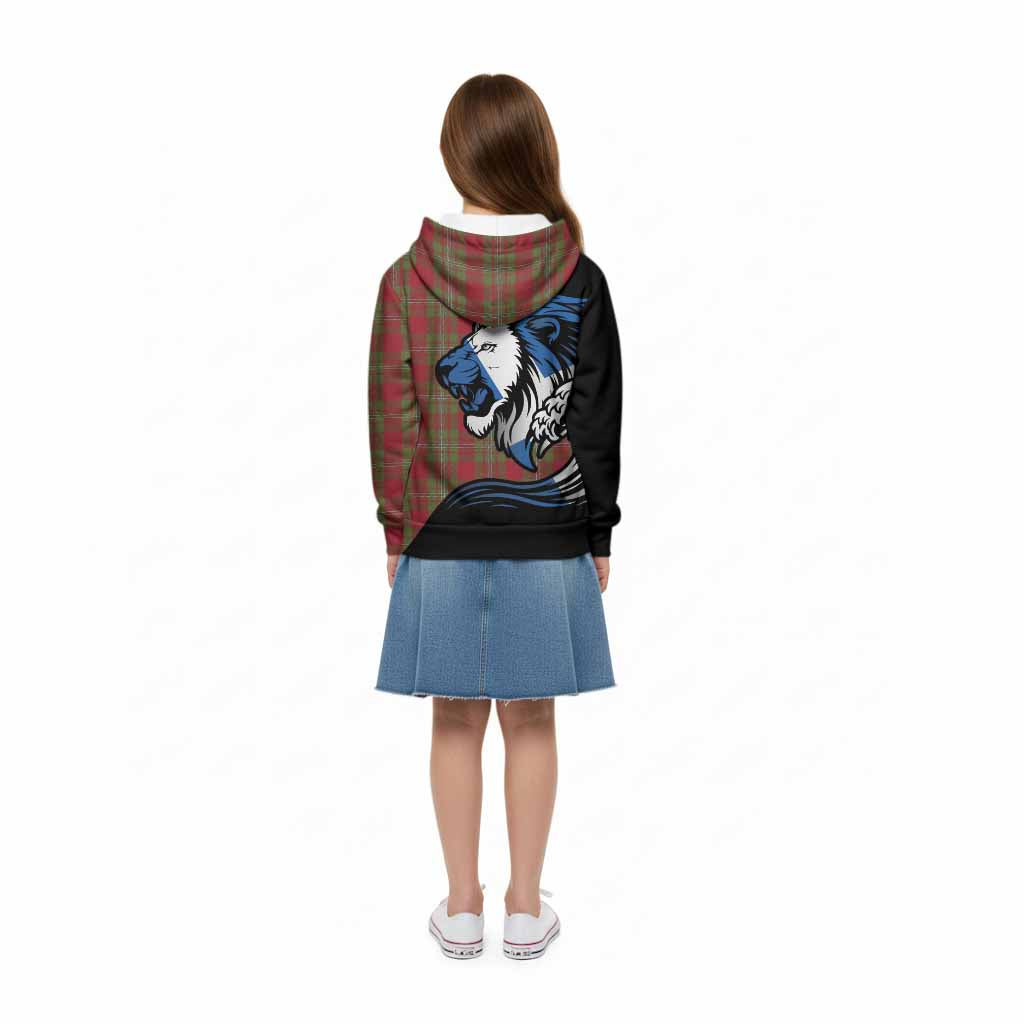 Strange (Strang) Tartan Crest Kid Hoodie Scottish Golden Lions Wave Flow