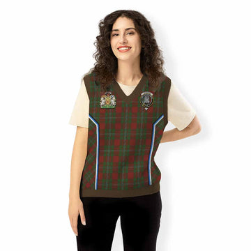 Strange (Strang) Tartan Crest Knitted V-Neck Vest Scotland Coat of Arm Flag Style - Tartan Vibes Clothing