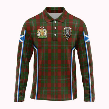 Strange (Strang) Tartan Crest Long Sleeve Polo Shirt Scotland Coat of Arm Flag Style