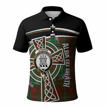 Strange (Strang) Tartan Crest Polo Shirt Scottish Thistle Celtic Cross Alba Gu Brath