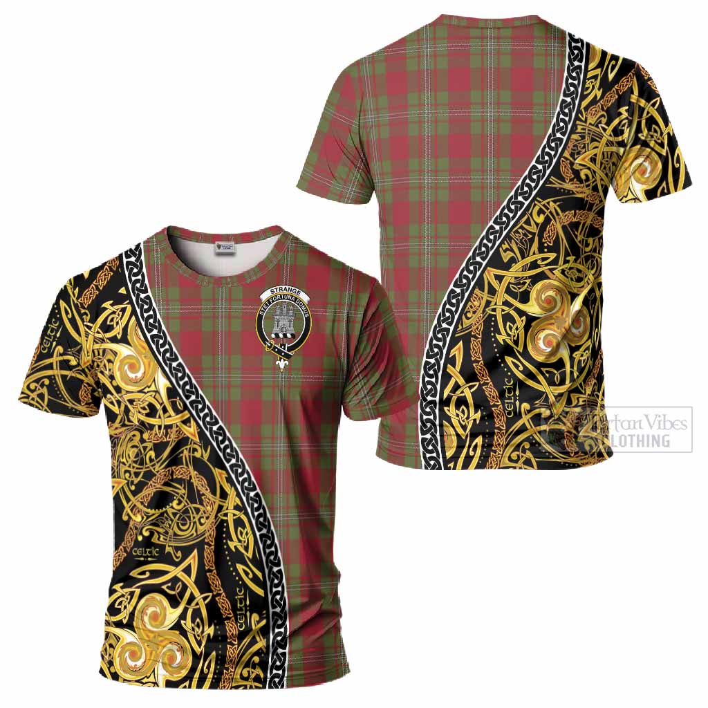 Strange (Strang) Tartan Crest T-Shirt Celtic Knot and Triple Trickle Spiral Symbols