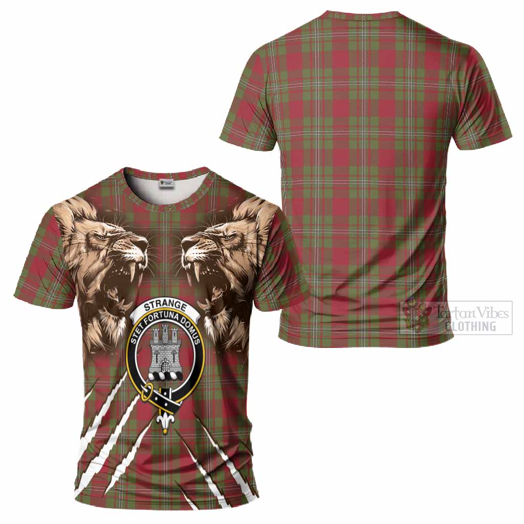 Strange (Strang) Tartan Crest T-Shirt Ferocious Lion Style