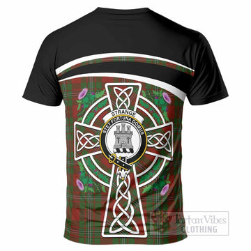 Strange (Strang) Tartan Crest T-Shirt Scottish Thistle Celtic Cross Alba Gu Brath
