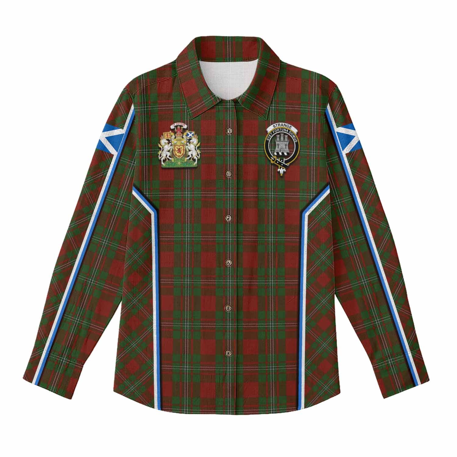 Strange (Strang) Tartan Crest Women Casual Shirt Scotland Coat of Arm Flag Style - Tartan Vibes Clothing