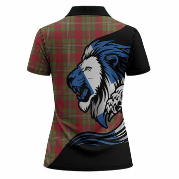 Strange (Strang) Tartan Crest Women Polo Shirt Scottish Golden Lions Wave Flow