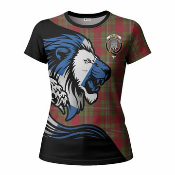 Strange (Strang) Tartan Crest Women T shirt Scottish Golden Lions Wave Flow