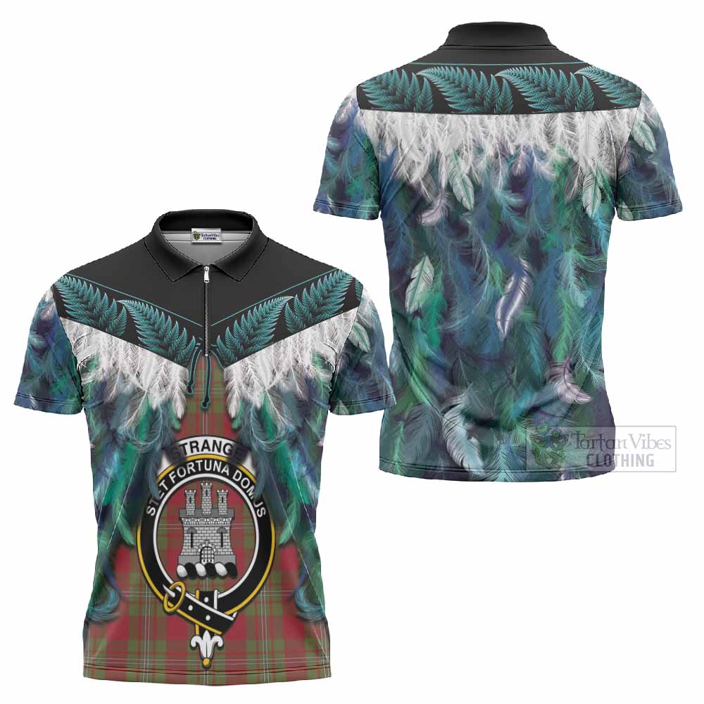 Strange (Strang) Tartan Crest Zipper Polo Shirt New Zealand Maori Korowai Cloak