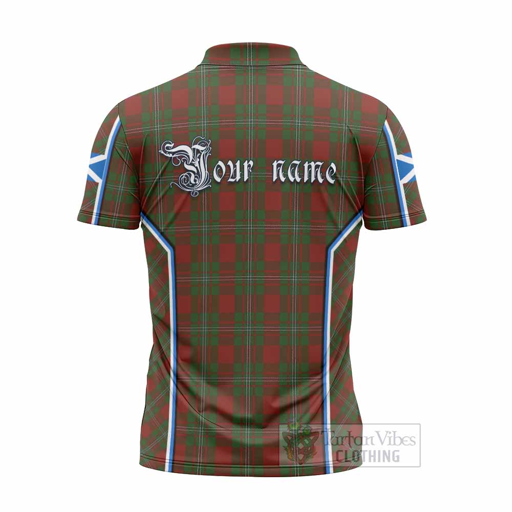 Strange (Strang) Tartan Crest Zipper Polo Shirt Scotland Coat of Arm Flag Style - Tartan Vibes Clothing