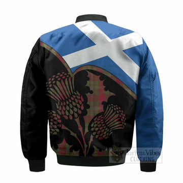 Strange (Strang) Tartan Family Crest Bomber Jacket Scotland Thistle Floral Flag Style