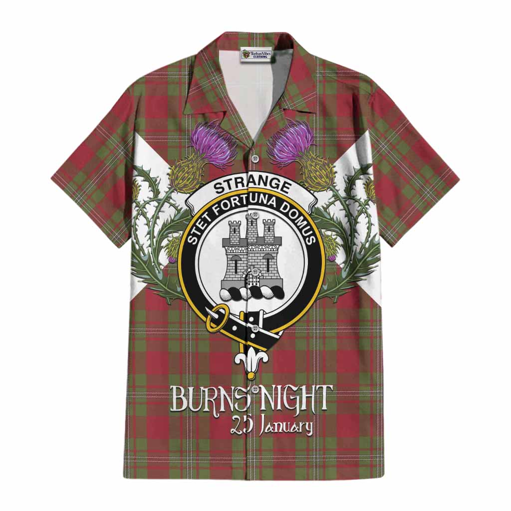 Strange (Strang) Tartan Family Crest Cotton Hawaiian Shirt Scottish Burns Night Thistle Floral