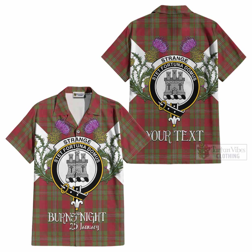 Strange (Strang) Tartan Family Crest Cotton Hawaiian Shirt Scottish Burns Night Thistle Floral