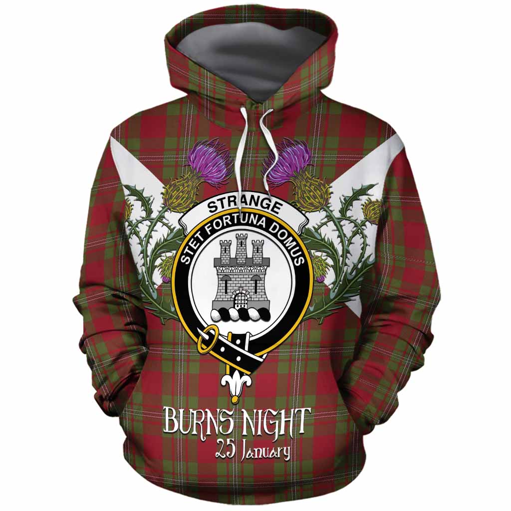 Strange (Strang) Tartan Family Crest Cotton Hoodie Scottish Burns Night Thistle Floral