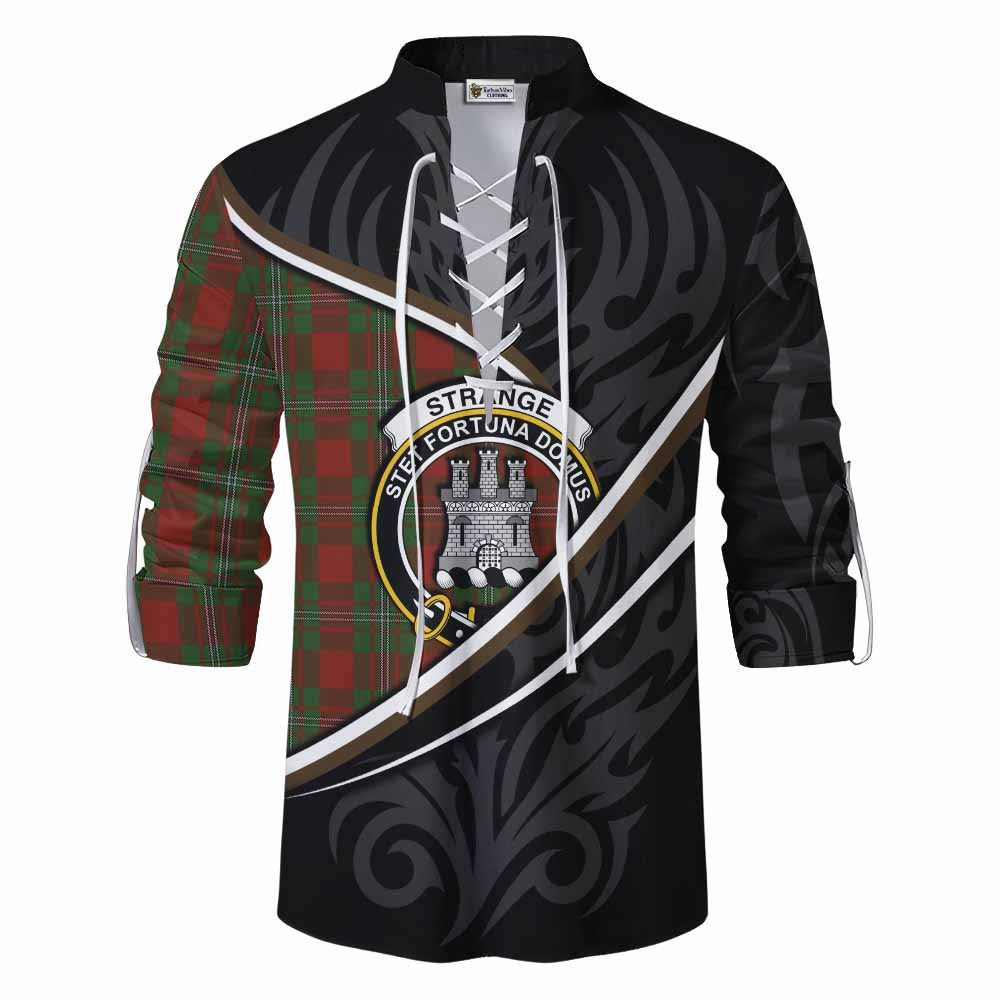 Strange (Strang) Tartan Family Crest Ghillie Kilt Shirt Celtic Scottish Thistle Floral - Tartan Vibes Clothing