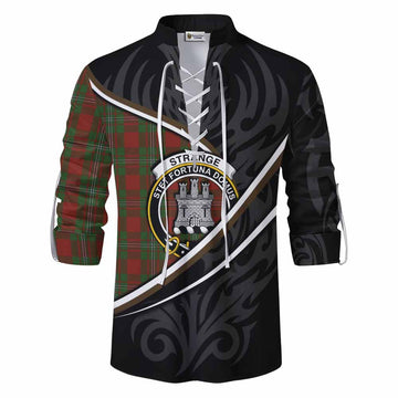 Strange (Strang) Tartan Family Crest Ghillie Kilt Shirt Celtic Scottish Thistle Floral - Tartan Vibes Clothing