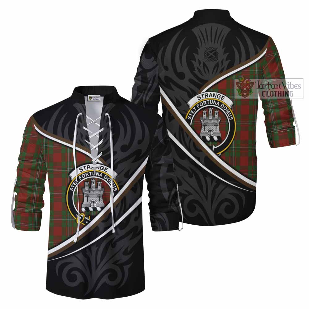 Strange (Strang) Tartan Family Crest Ghillie Kilt Shirt Celtic Scottish Thistle Floral - Tartan Vibes Clothing