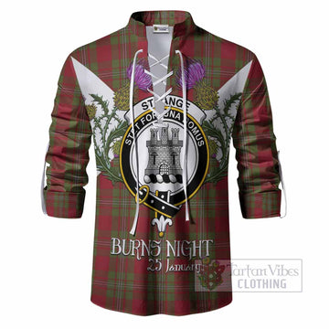 Strange (Strang) Tartan Family Crest Ghillie Shirt Scottish Burns Night Thistle Floral