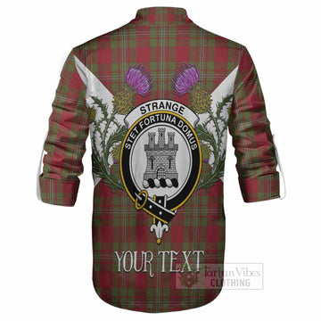 Strange (Strang) Tartan Family Crest Ghillie Shirt Scottish Burns Night Thistle Floral