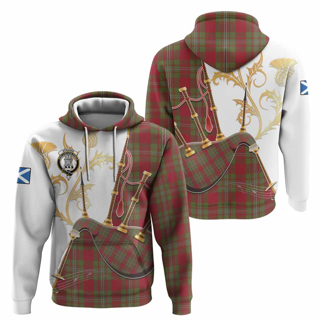 Strange (Strang) Tartan Family Crest Hoodie Bagpipes with Scottish Thistle