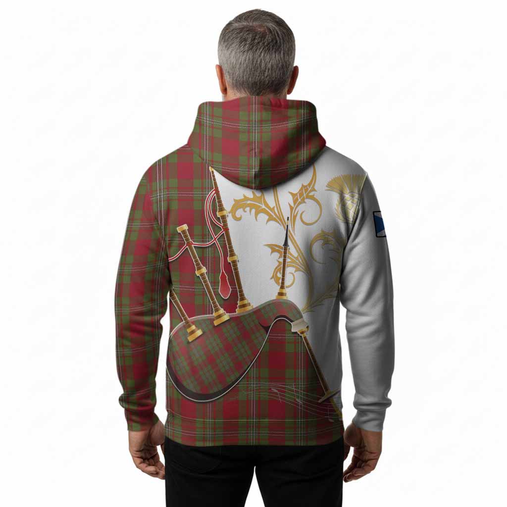 Strange (Strang) Tartan Family Crest Hoodie Bagpipes with Scottish Thistle