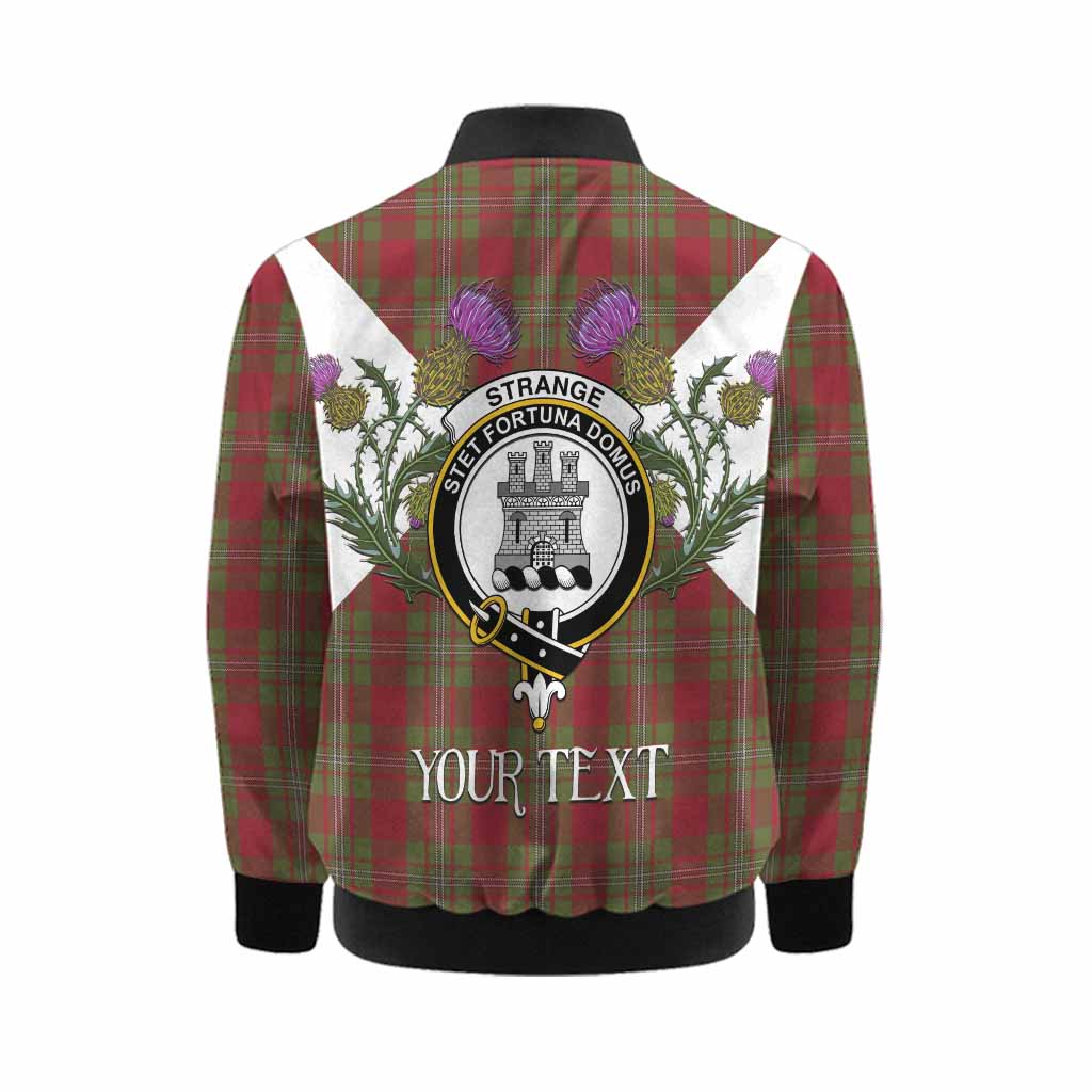 Strange (Strang) Tartan Family Crest Kid Bomber Jacket Scottish Burns Night Thistle Floral