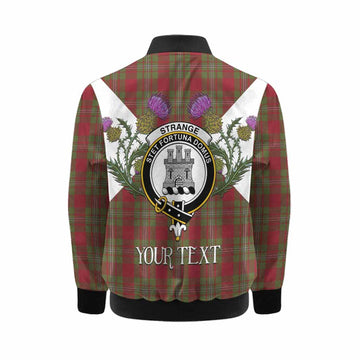 Strange (Strang) Tartan Family Crest Kid Bomber Jacket Scottish Burns Night Thistle Floral
