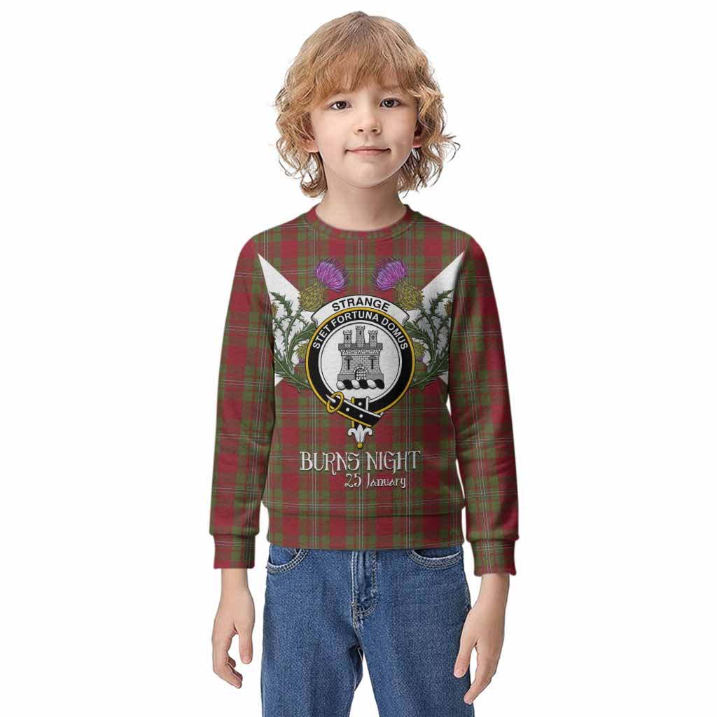 Strange (Strang) Tartan Family Crest Kid Knitted Sweatshirt Scottish Burns Night Thistle Floral