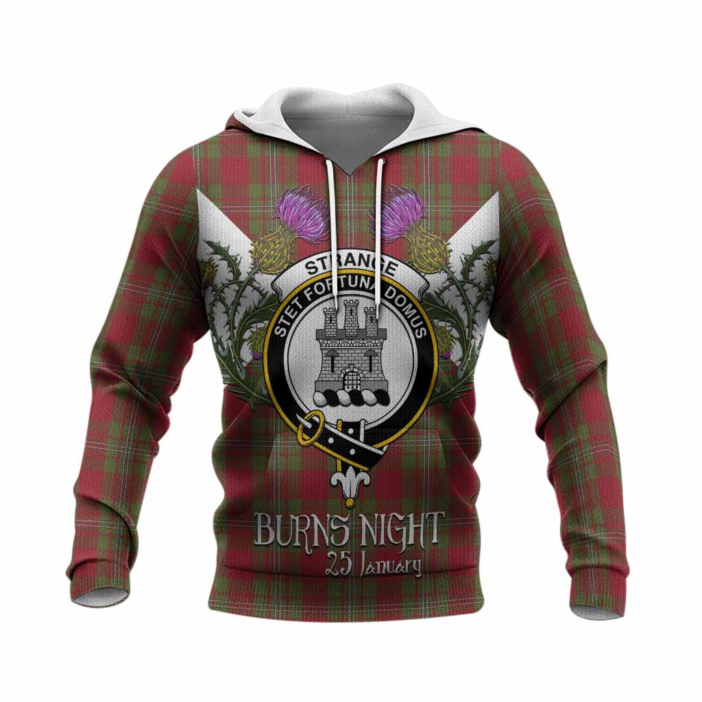 Strange (Strang) Tartan Family Crest Knitted Hoodie Scottish Burns Night Thistle Floral