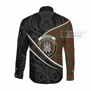 Strange (Strang) Tartan Family Crest Long Sleeve Button Shirts Celtic Scottish Thistle Floral