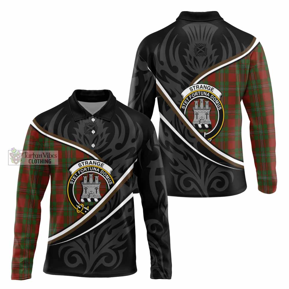 Strange (Strang) Tartan Family Crest Long Sleeve Polo Shirt Celtic Scottish Thistle Floral - Tartan Vibes Clothing