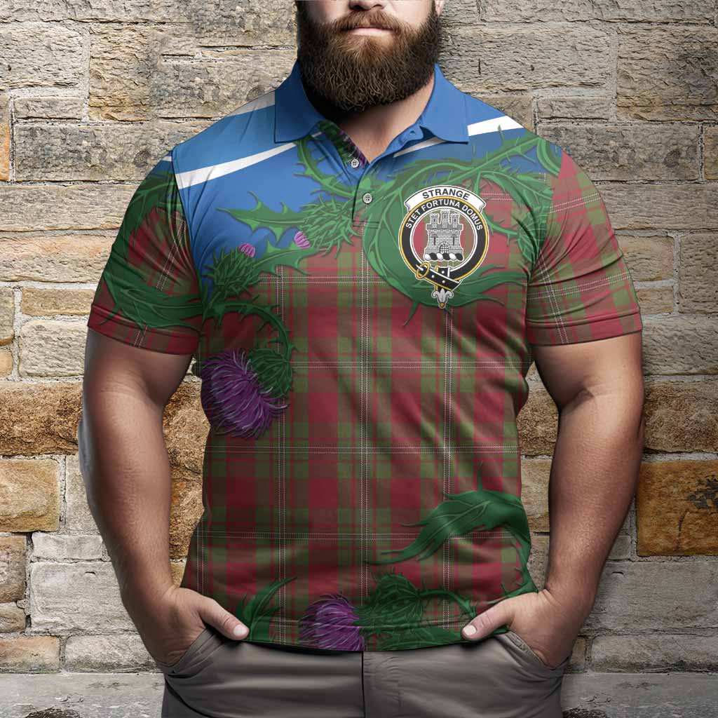 Strange (Strang) Tartan Family Crest Polo Shirt Thistle in Minimalism