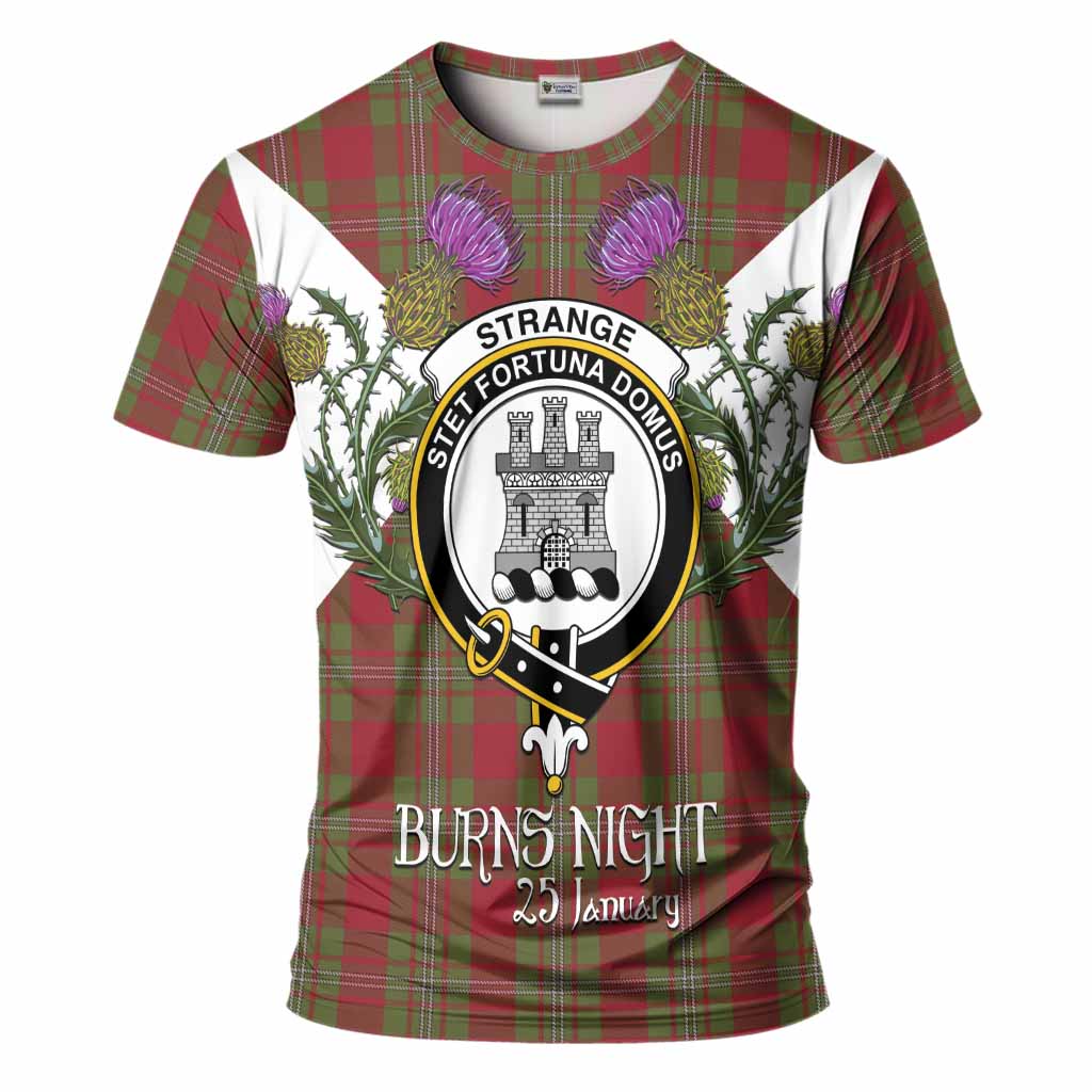 Strange (Strang) Tartan Family Crest T-Shirt Scottish Burns Night Thistle Floral