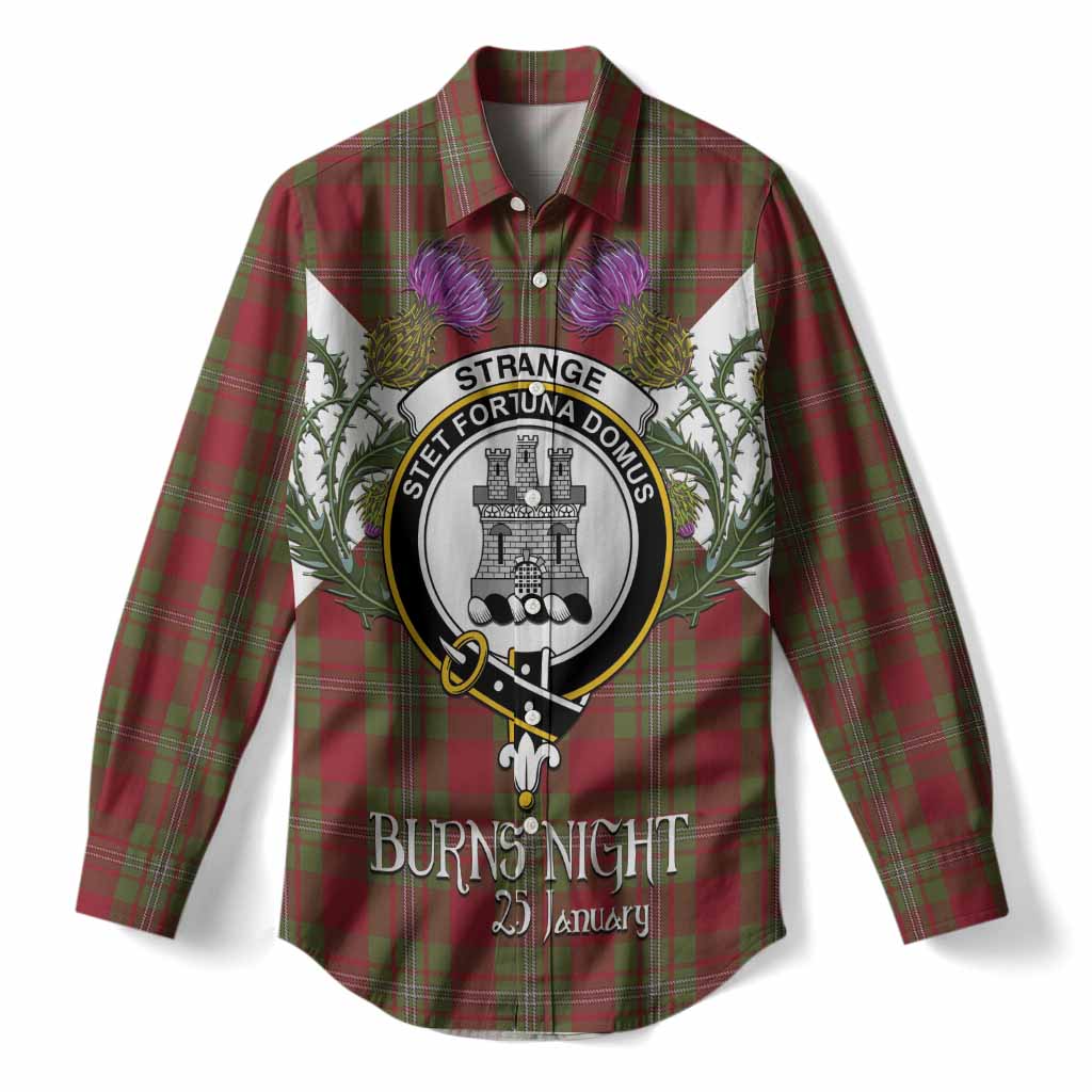 Strange (Strang) Tartan Family Crest Women Casual Shirt Scottish Burns Night Thistle Floral