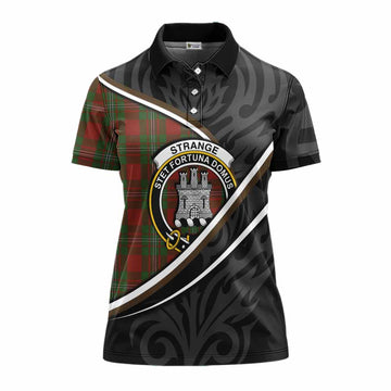 Strange (Strang) Tartan Family Crest Women's Polo Shirt Celtic Scottish Thistle Floral