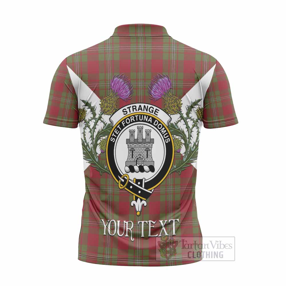Strange (Strang) Tartan Family Crest Zipper Polo Shirt Scottish Burns Night Thistle Floral