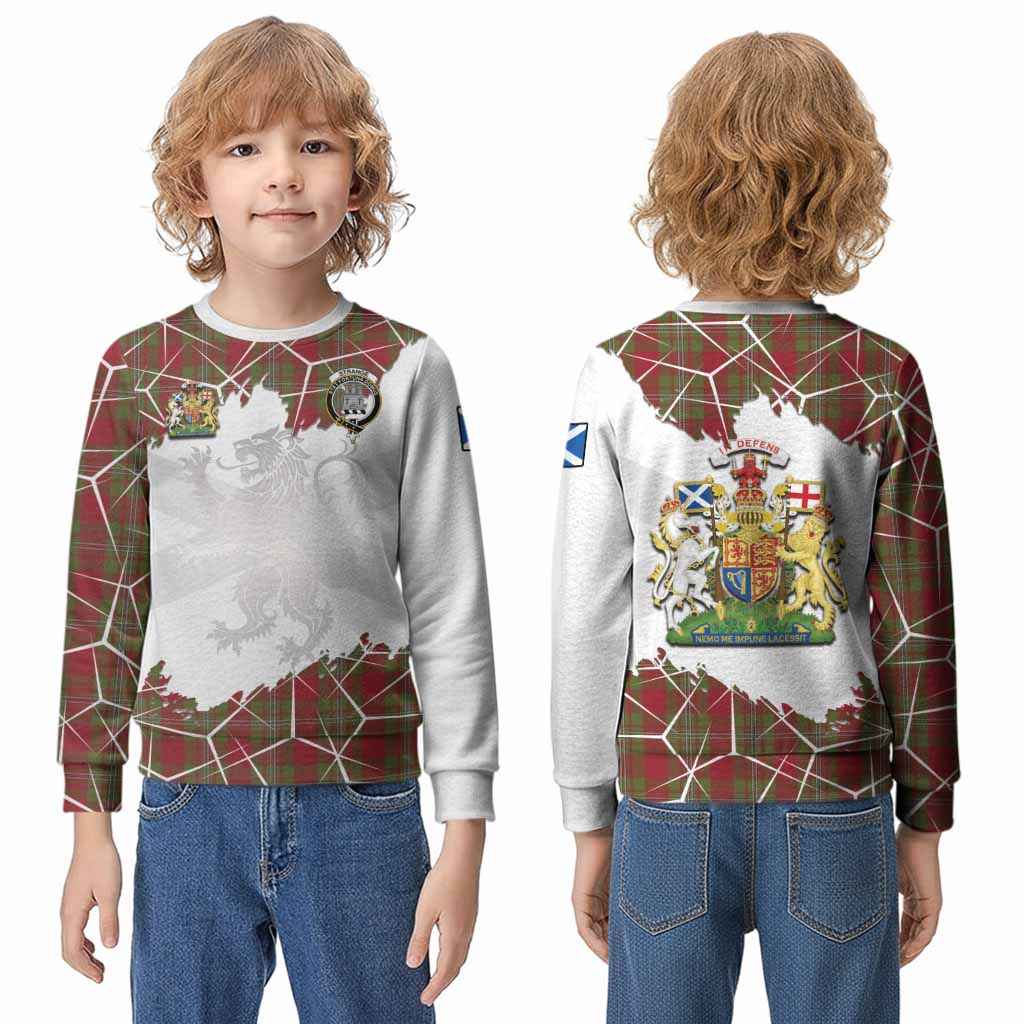 Strange (Strang) Tartan Kid Knitted Sweatshirt with Family Crest and Lion Rampant Grunge Style