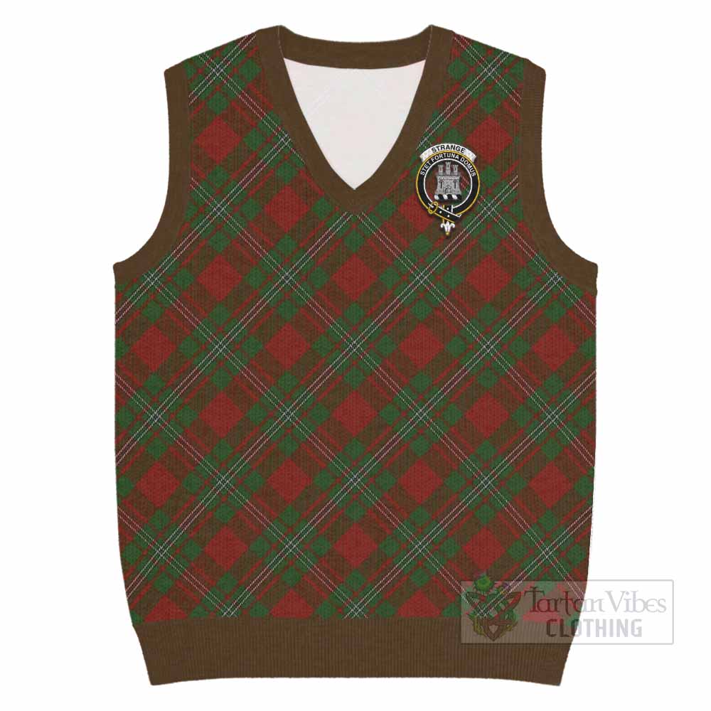 Strange (Strang) Tartan Knitted V-Neck Vest with Family Crest Cross Style