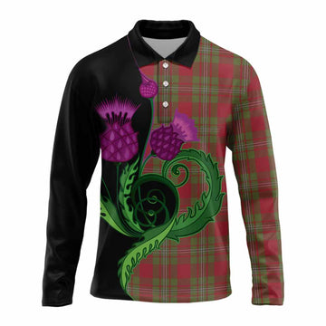 Strange (Strang) Tartan Long Sleeve Polo Shirt Traditional Scottish Thistle
