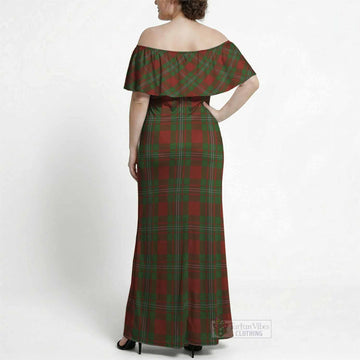 Strange (Strang) Tartan Off Shoulder Ruffle Maxi Dress