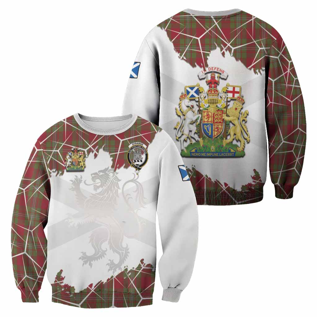 Strange (Strang) Tartan Sweatshirt with Family Crest and Lion Rampant Grunge Style