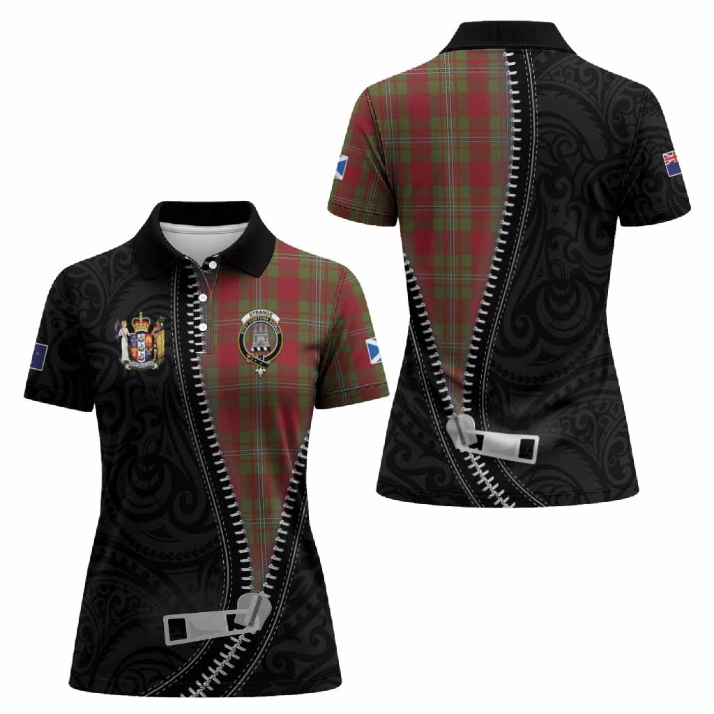 Strange (Strang) Tartan Women Polo Shirt New Zealand Pattern Unique Zipper Stylized