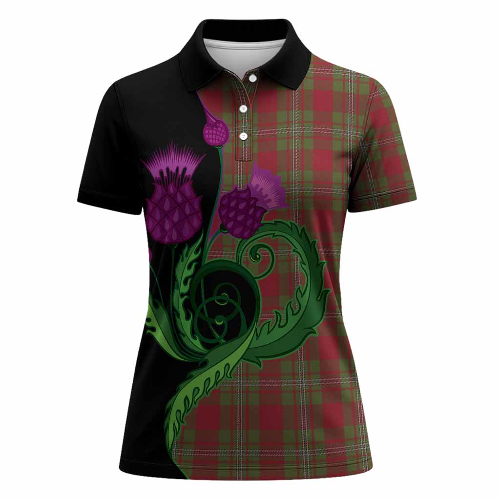 Strange (Strang) Tartan Women Polo Shirt Traditional Scottish Thistle