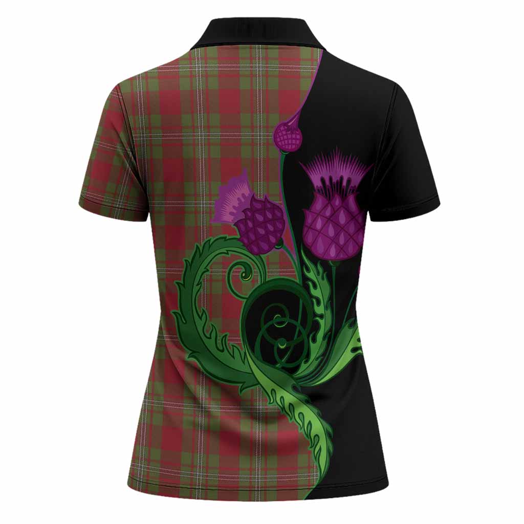 Strange (Strang) Tartan Women Polo Shirt Traditional Scottish Thistle