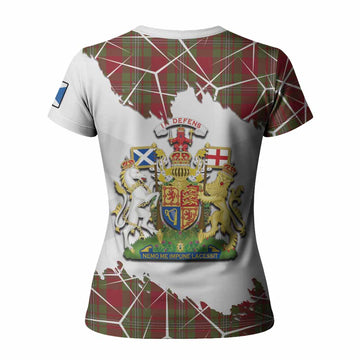 Strange (Strang) Tartan Women T shirt with Family Crest and Lion Rampant Grunge Style