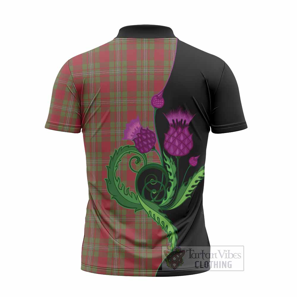Strange (Strang) Tartan Zipper Polo Shirt Traditional Scottish Thistle