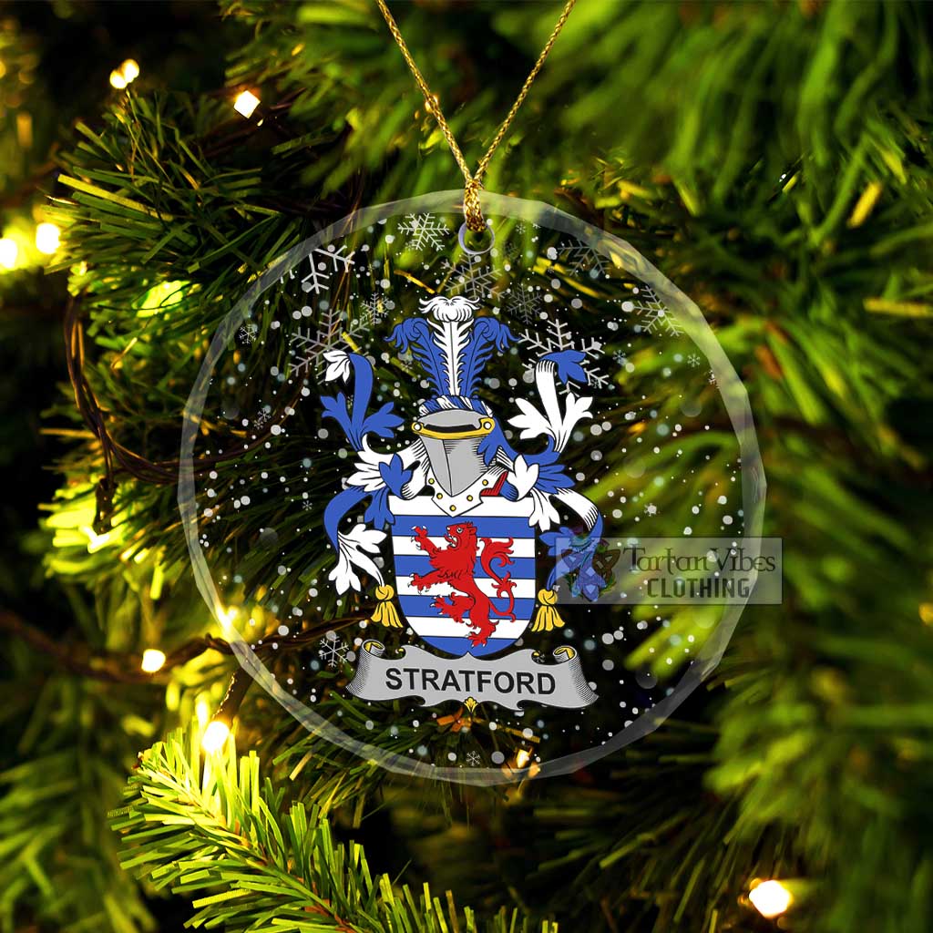 Stratford Irish Clan Christmas Glass Ornament with Coat of Arms Transparent Glass Circle - 2D-tartanvibesclothing